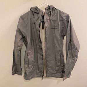 Gray Patagonia raincoat